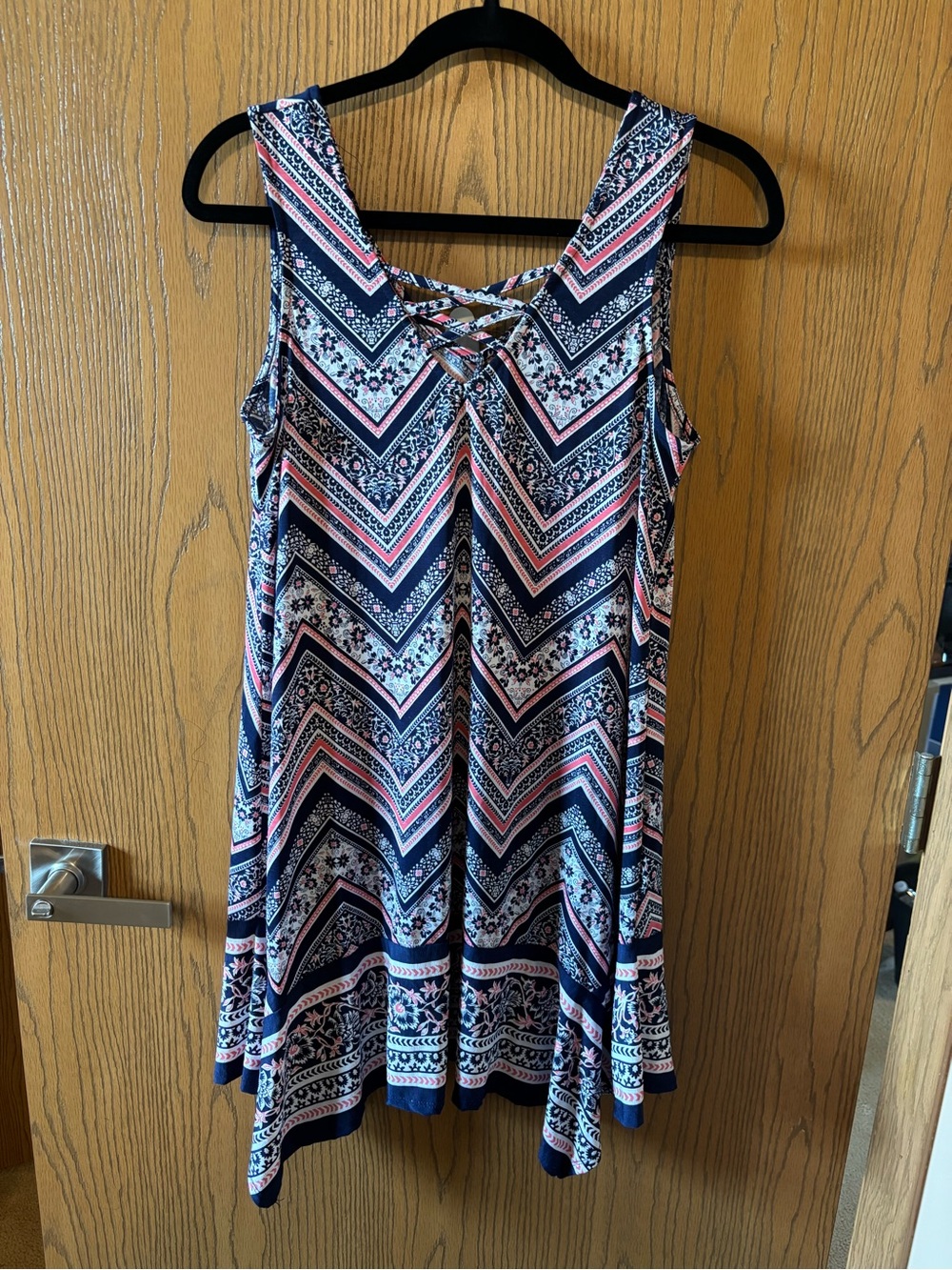 Sleeveless Chevron Swing Dress